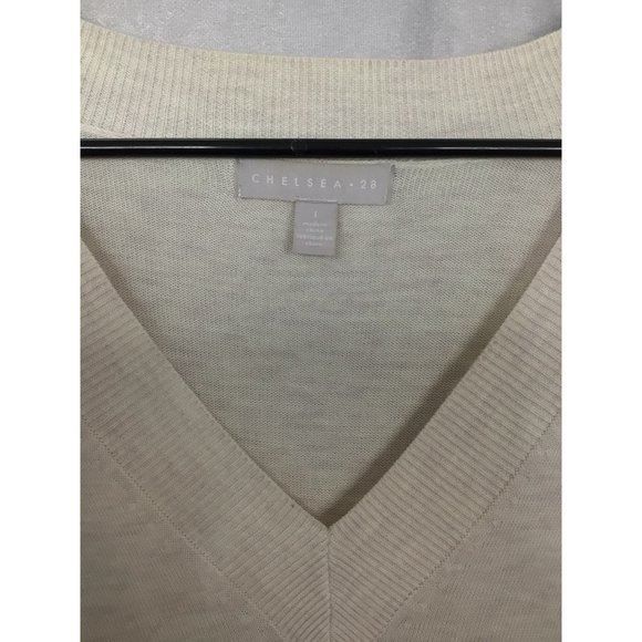 Chelsea 28 Everyday V-Neck Pullover Sweater SZ 1 Oatmeal - Picture 3 of 11